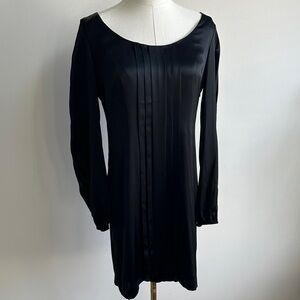 NWT Womens Whimsical Silk Witchy Feminine Long Sleeve Pleated Mini Dress Black 6